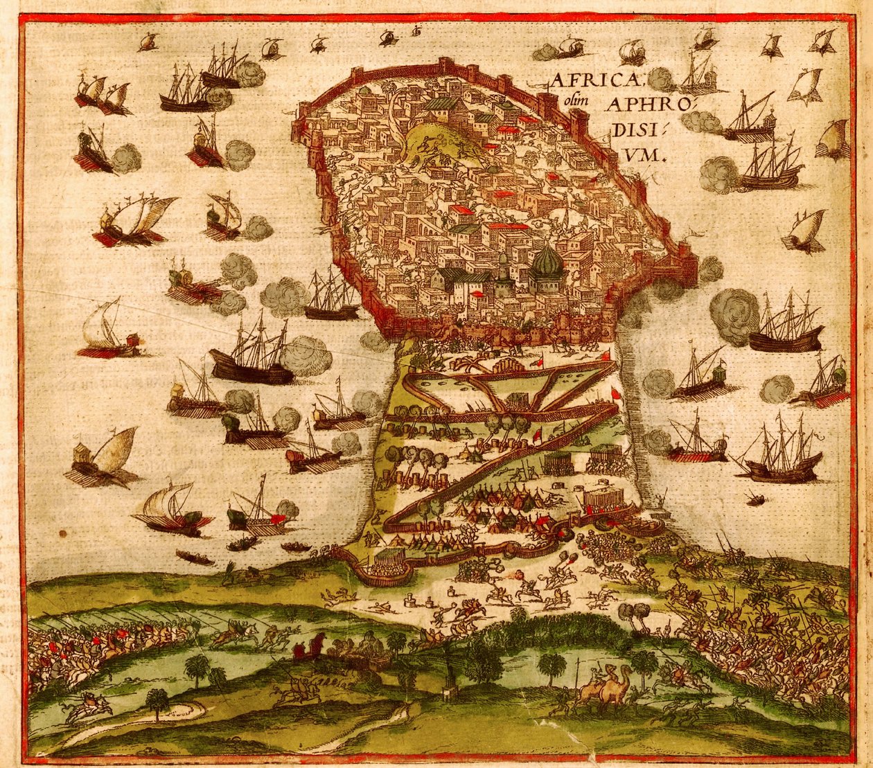 Osmański korsarz Khayr al-Din Barbarossa przeciwko armii Karola V, Franz Hogenberg autorstwa Franz Hogenberg