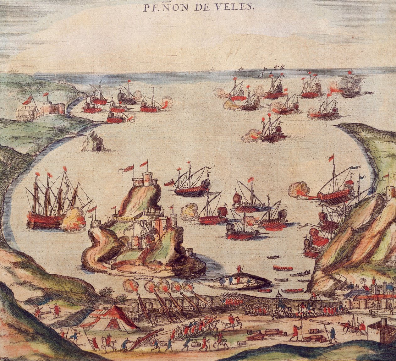 Osmański korsarz Khayr al-Din Barbarossa przeciwko armii Karola V, autorstwa Franza Hogenberga autorstwa Franz Hogenberg