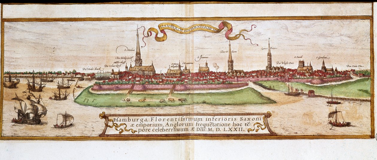 Widok Hamburga (grawerowanie autorstwa Franz Hogenberg
