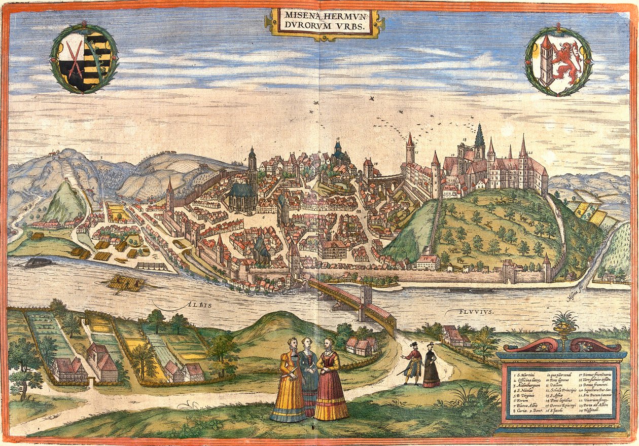 Widok na Miśnię (Misena), Niemcy (akwaforta autorstwa Franz Hogenberg