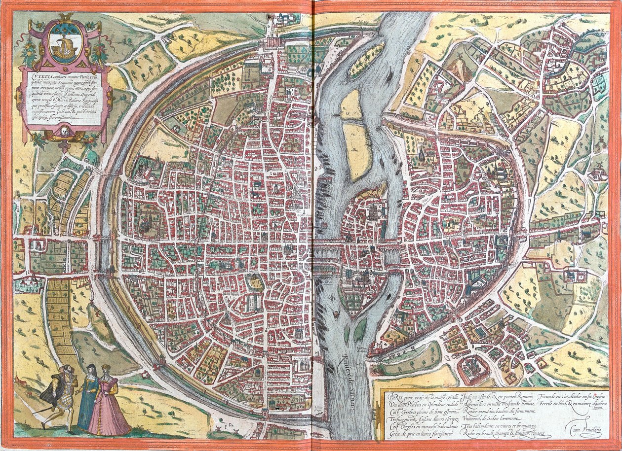 Widok na Paryż (Lutetia), Francja (akwaforta autorstwa Franz Hogenberg
