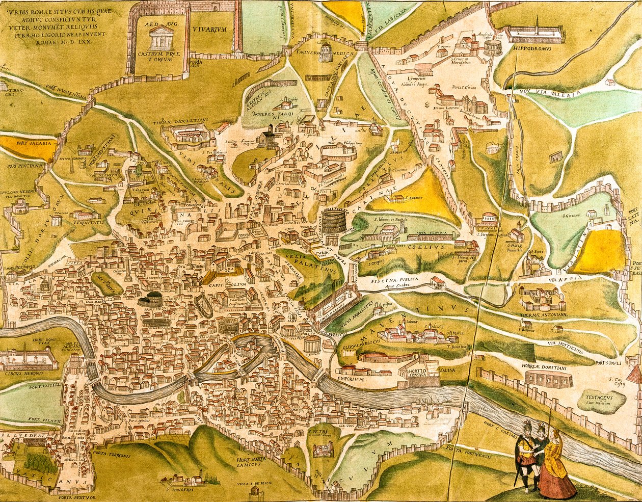 Widok na Rzym (Romae), Włochy (akwaforta autorstwa Franz Hogenberg
