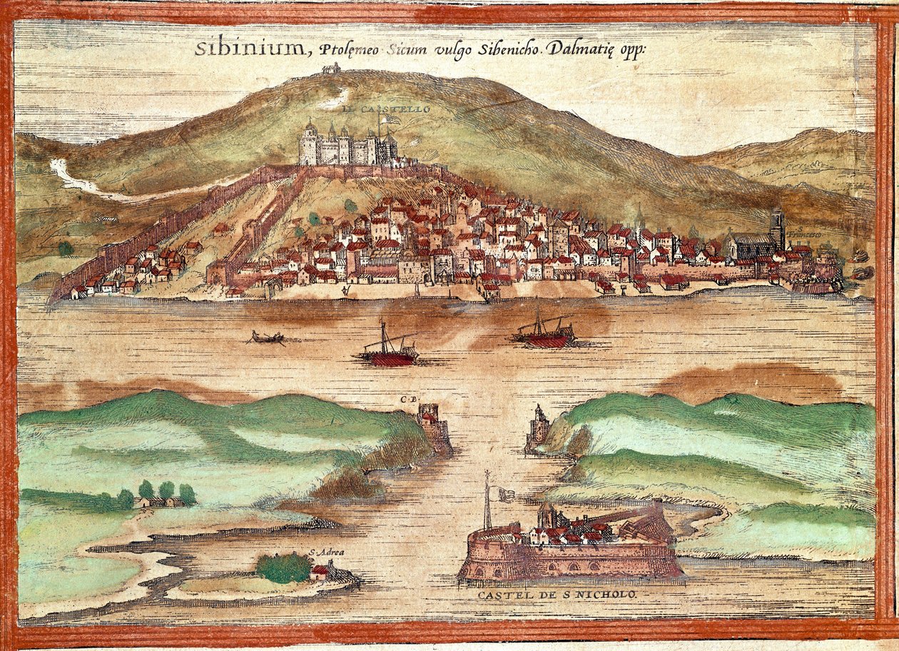 Widok Sibenika (rycina autorstwa Franz Hogenberg