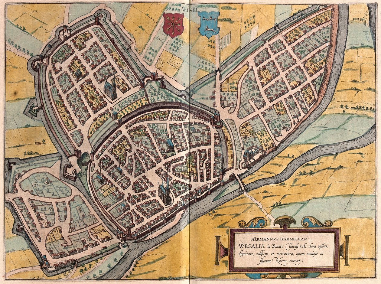 Wesel w Nadrenii Północnej-Westfalii, Niemcy (Grawerowanie autorstwa Franz Hogenberg