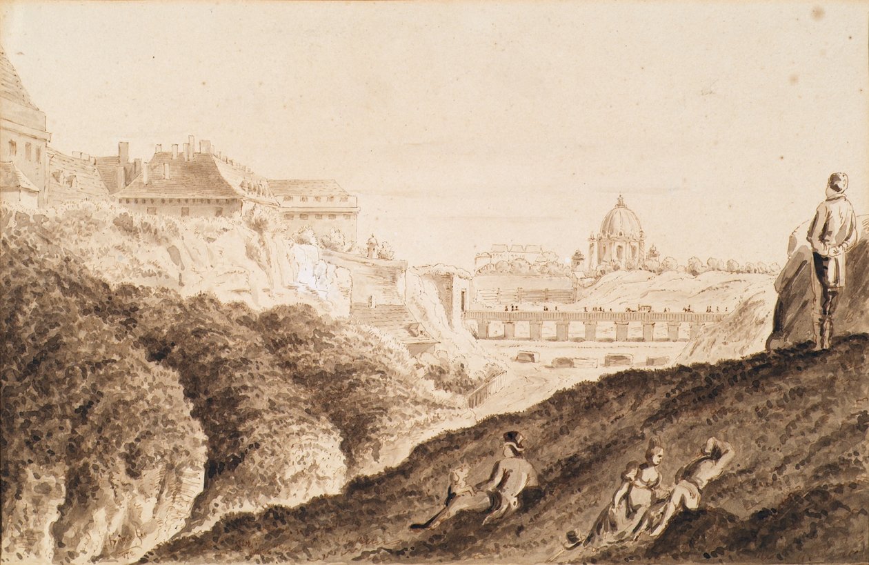 Hofburg z fosą, bramą zamkową i mostem autorstwa Franz Jaschke