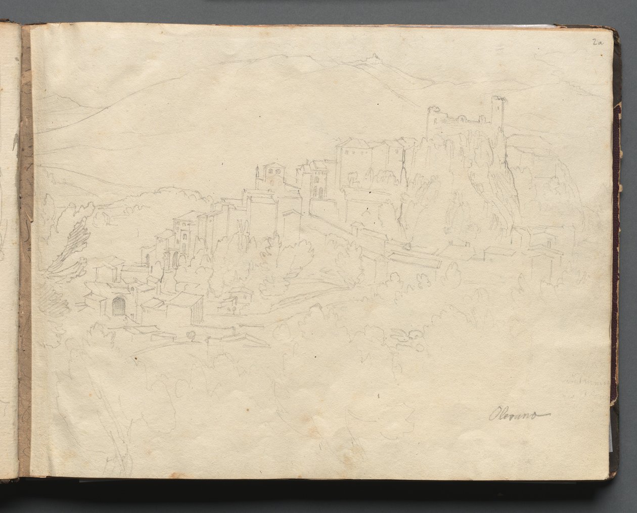 Album z Widokami Rzymu i okolic, Studia krajobrazowe, strona 02a: Olevano. autorstwa Franz Johann Heinrich Nadorp