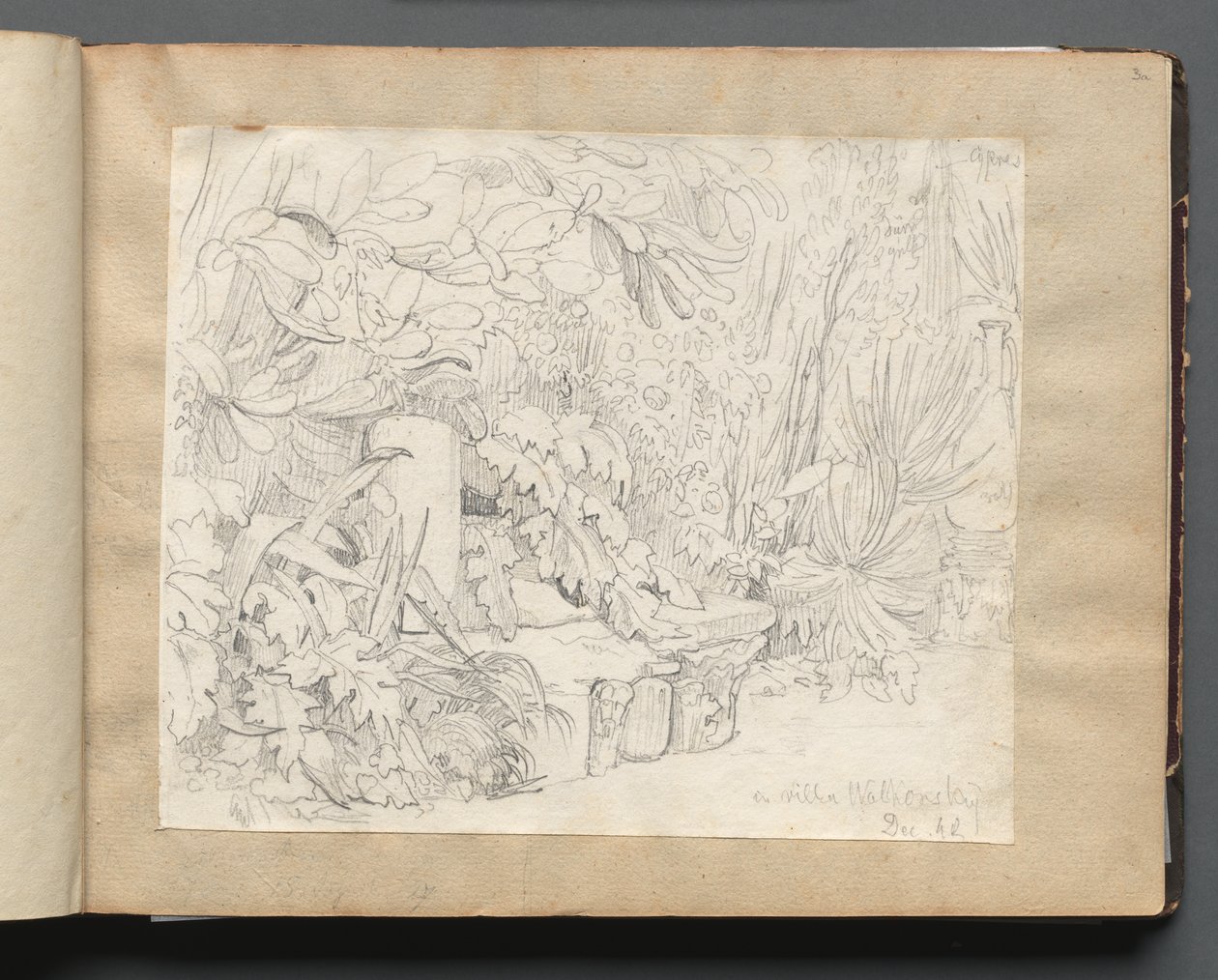 Album z Widokami Rzymu i okolic, Studia krajobrazowe, strona 03a: W willi Walkonsky autorstwa Franz Johann Heinrich Nadorp