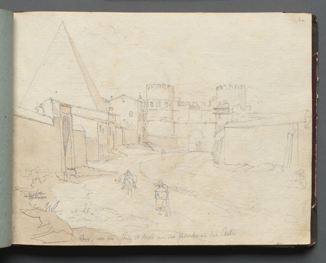 Album z Widokami Rzymu i okolic, Studia krajobrazowe, s. 06a: Rome von der Porta.... autorstwa Franz Johann Heinrich Nadorp