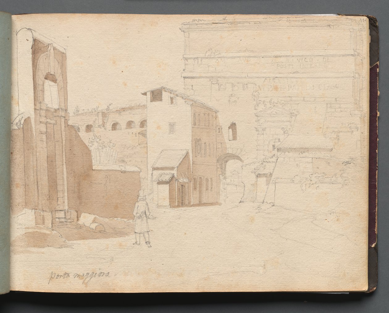 Album z Widokami Rzymu i okolic, Studia krajobrazowe, str. 11a: "Porta Maggiore" autorstwa Franz Johann Heinrich Nadorp
