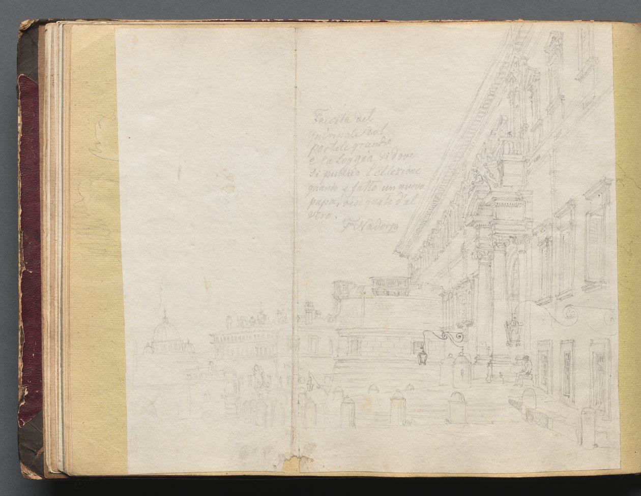 Album z Widokami Rzymu i okolic, Studia krajobrazowe, s. 15b: Rzymski widok architektoniczny. autorstwa Franz Johann Heinrich Nadorp