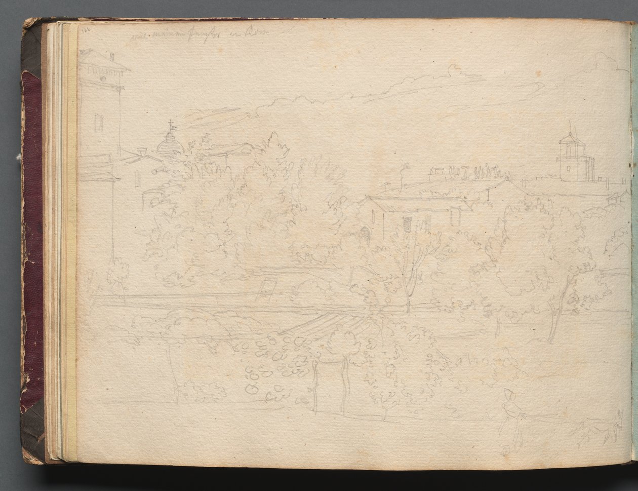 Album z Widokami Rzymu i okolic, Studia krajobrazowe, strona 16b: Widok rzymski autorstwa Franz Johann Heinrich Nadorp