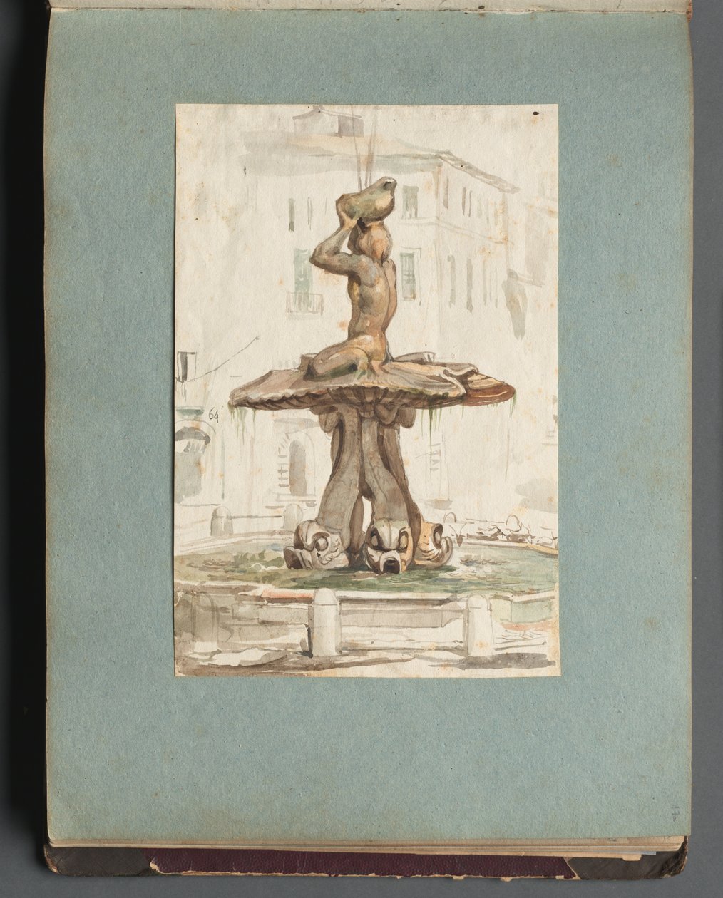 Album z Widokami Rzymu i okolic, Studia krajobrazowe, s. 17a: Fontanna rzymska. autorstwa Franz Johann Heinrich Nadorp