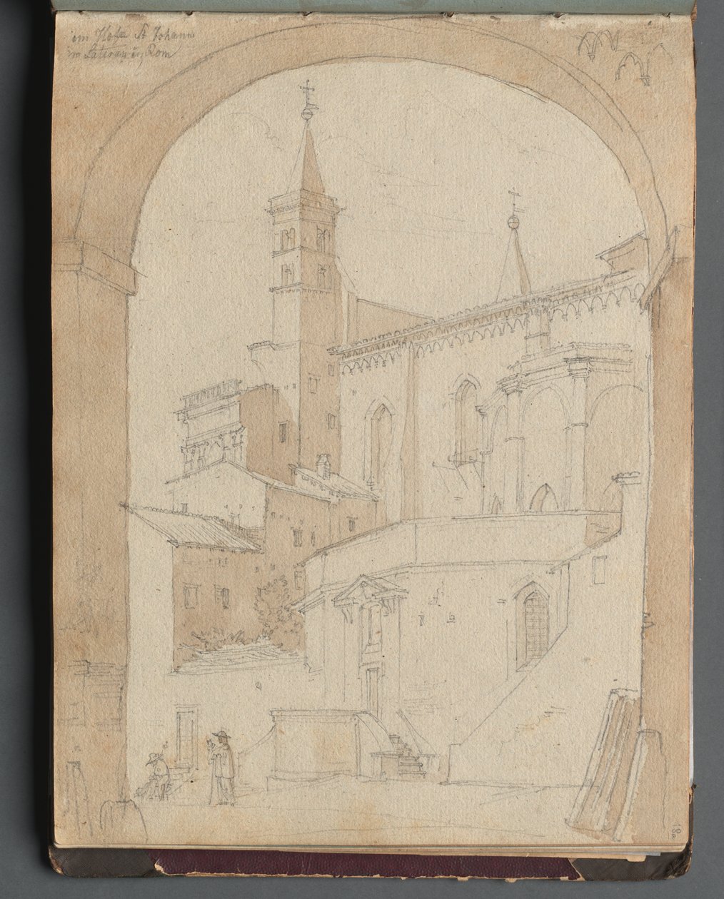 Album z Widokami Rzymu i okolic, Studia krajobrazowe, s. 18a: Św. Jan na Lateranie, Rzym autorstwa Franz Johann Heinrich Nadorp