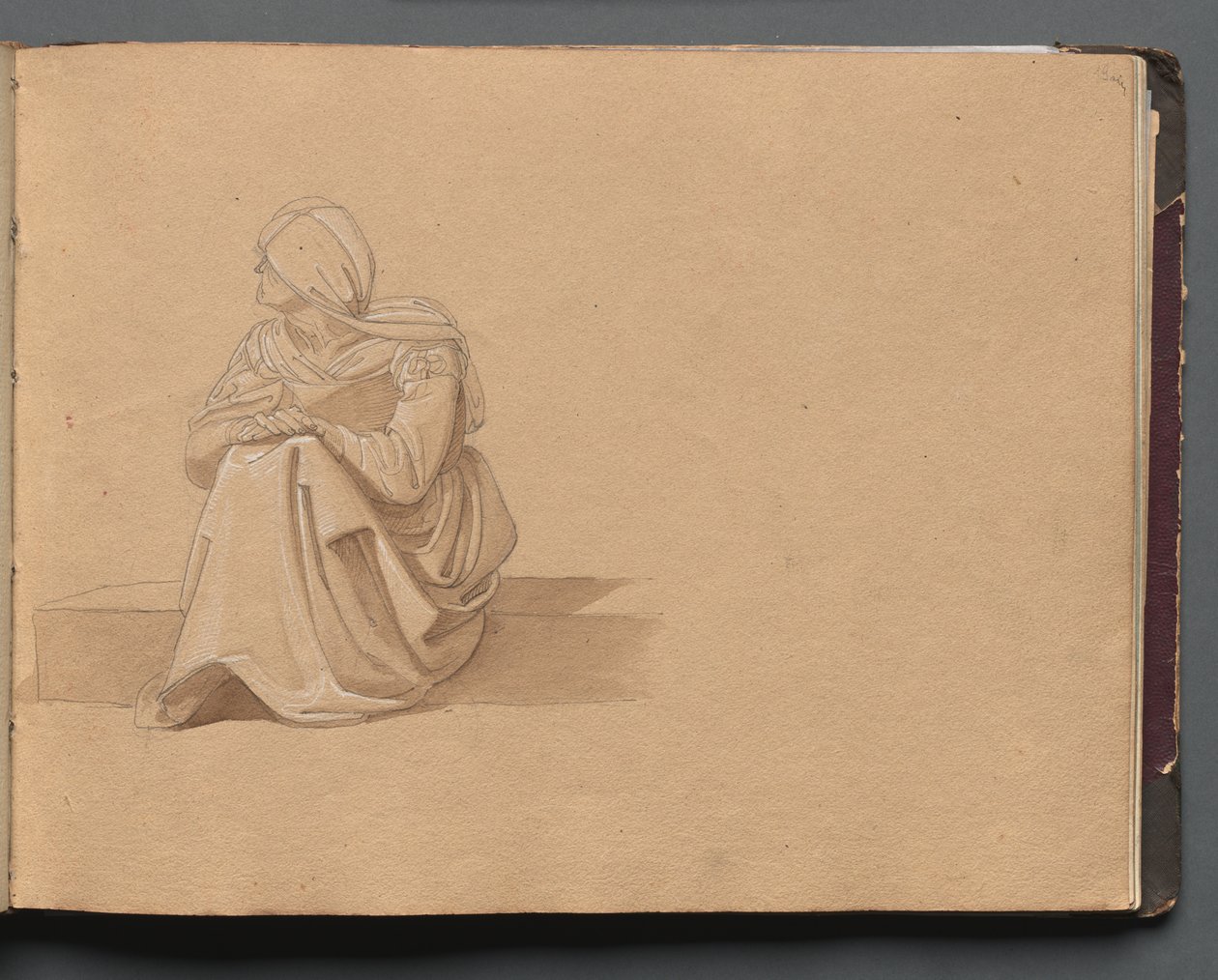 Album z Widokami Rzymu i okolic, Studia krajobrazowe, s. 19a: Siedząca postać kobieca autorstwa Franz Johann Heinrich Nadorp
