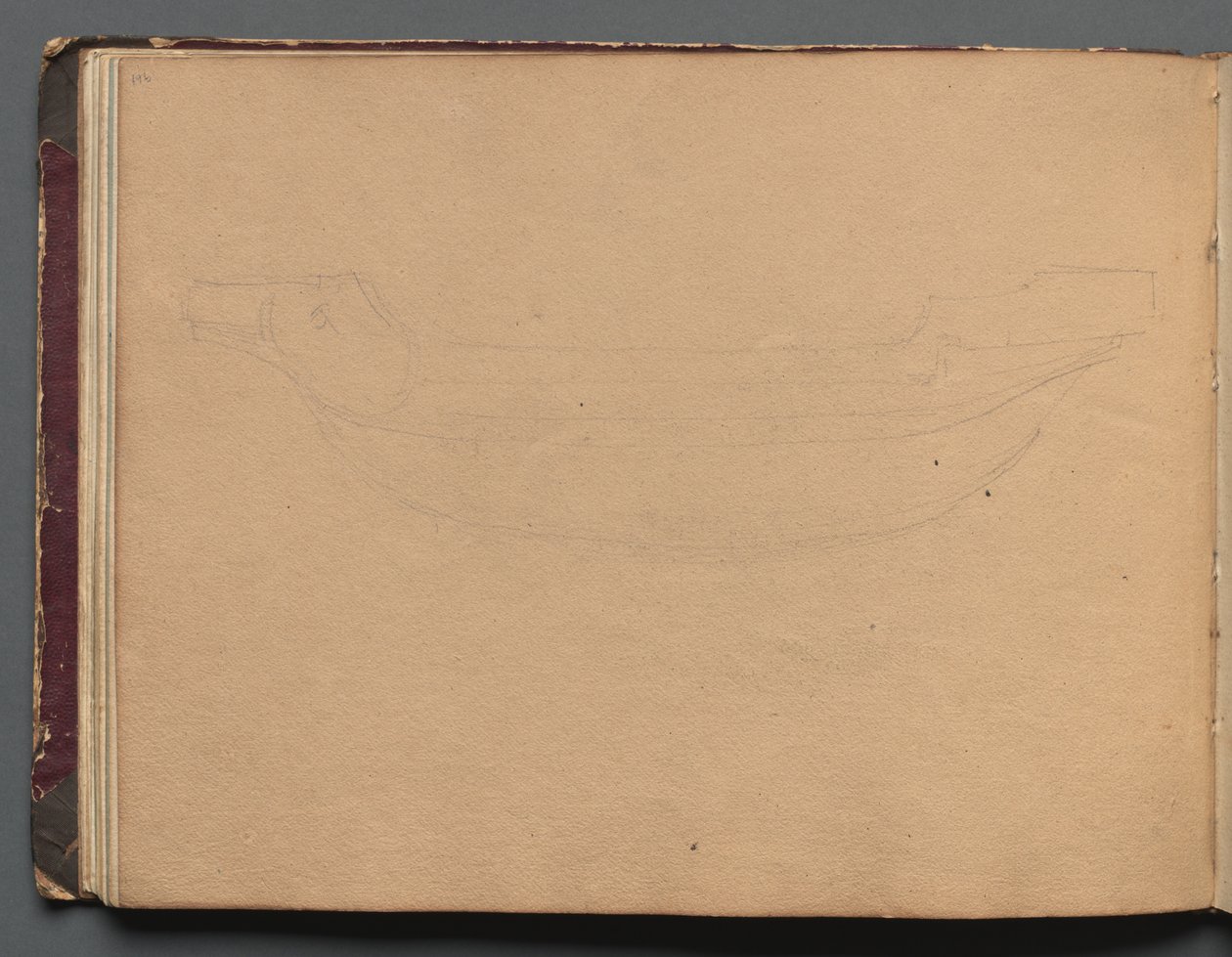 Album z Widokami Rzymu i okolic, Studia krajobrazowe, s. 19b: Szkic łodzi. autorstwa Franz Johann Heinrich Nadorp