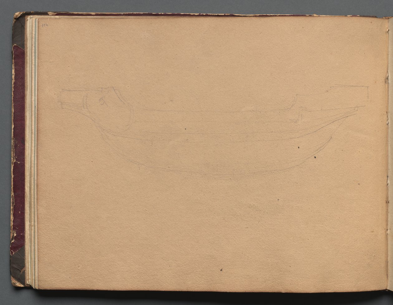Album z Widokami Rzymu i okolic, Studia krajobrazowe, s. 19b: Szkic łodzi autorstwa Franz Johann Heinrich Nadorp