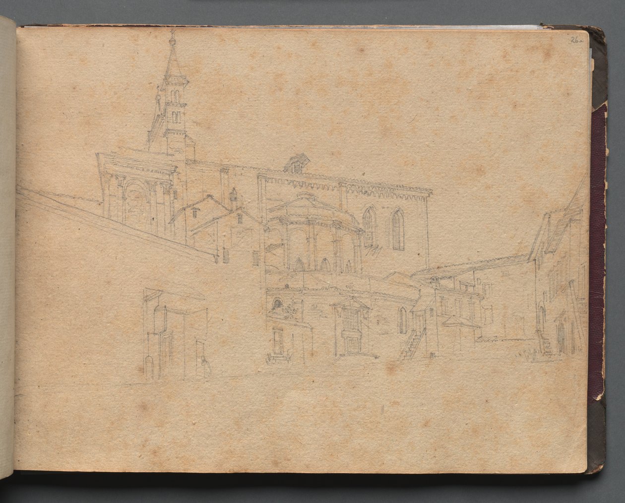 Album z Widokami Rzymu i okolic, Studia krajobrazowe, s. 26a: Rzymski widok architektoniczny. autorstwa Franz Johann Heinrich Nadorp