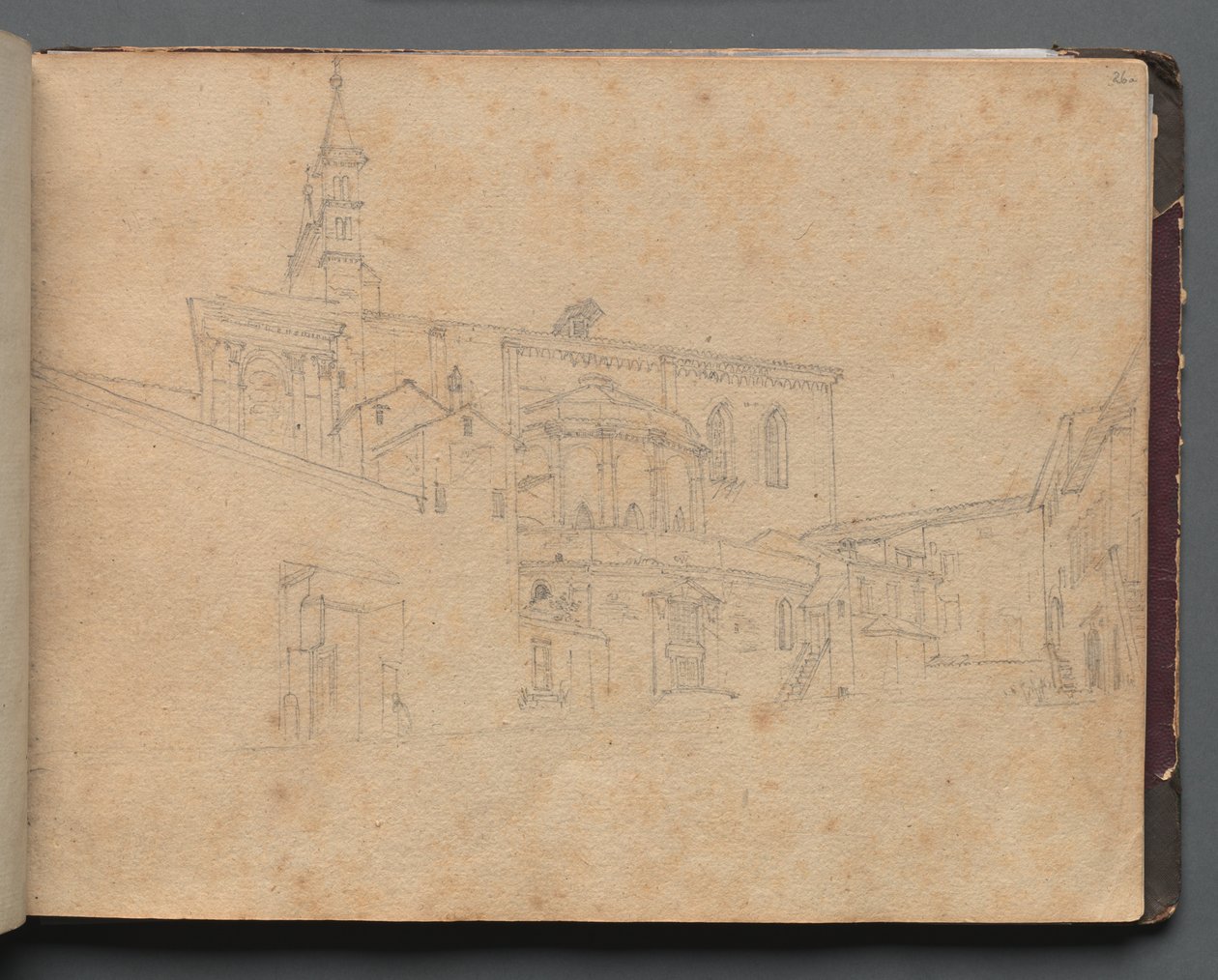 Album z Widokami Rzymu i okolic, Studia krajobrazowe, strona 26a: Rzymski widok architektoniczny autorstwa Franz Johann Heinrich Nadorp
