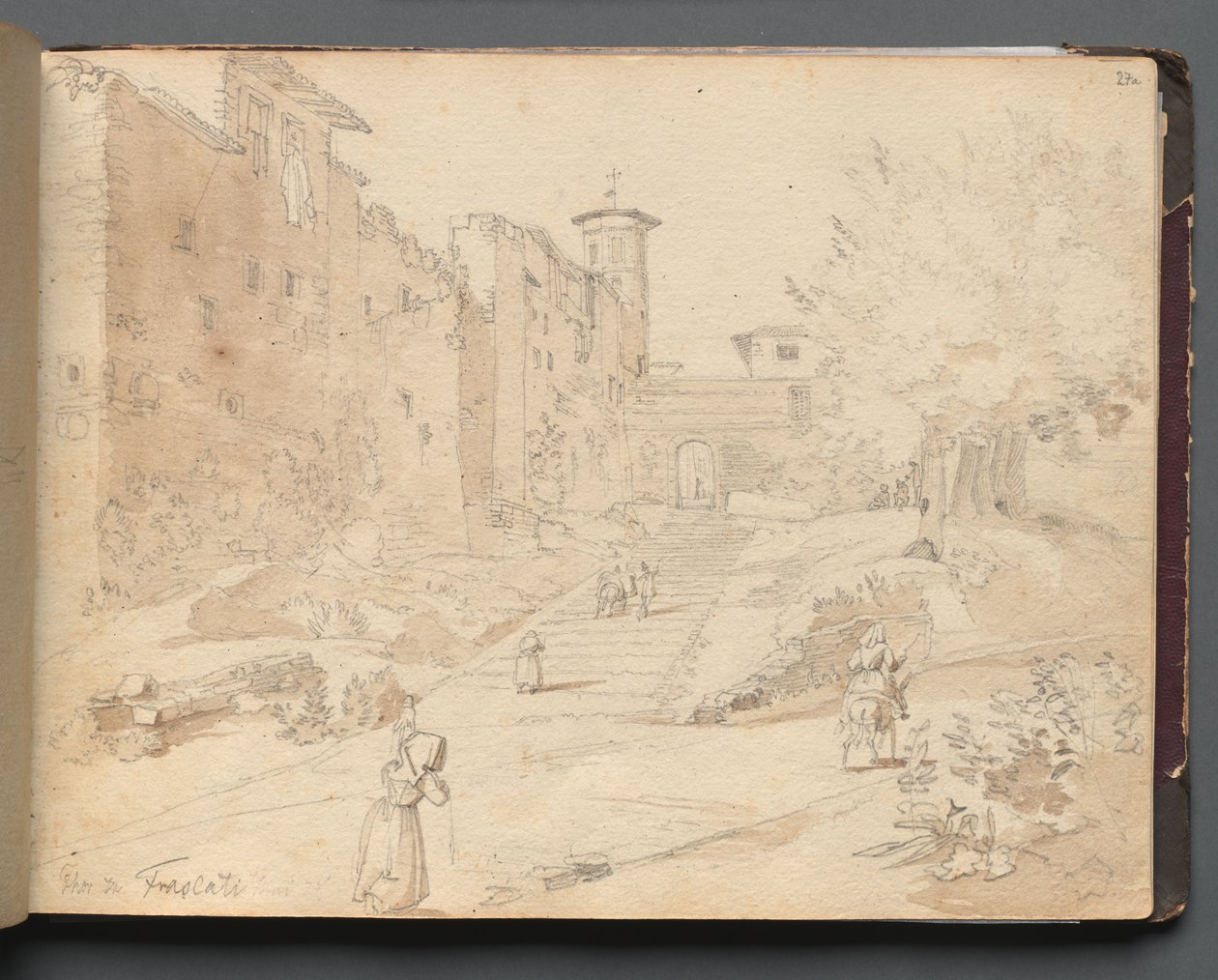 Album z Widokami Rzymu i okolic, Studia krajobrazowe, str. 27a: "Frascati" autorstwa Franz Johann Heinrich Nadorp