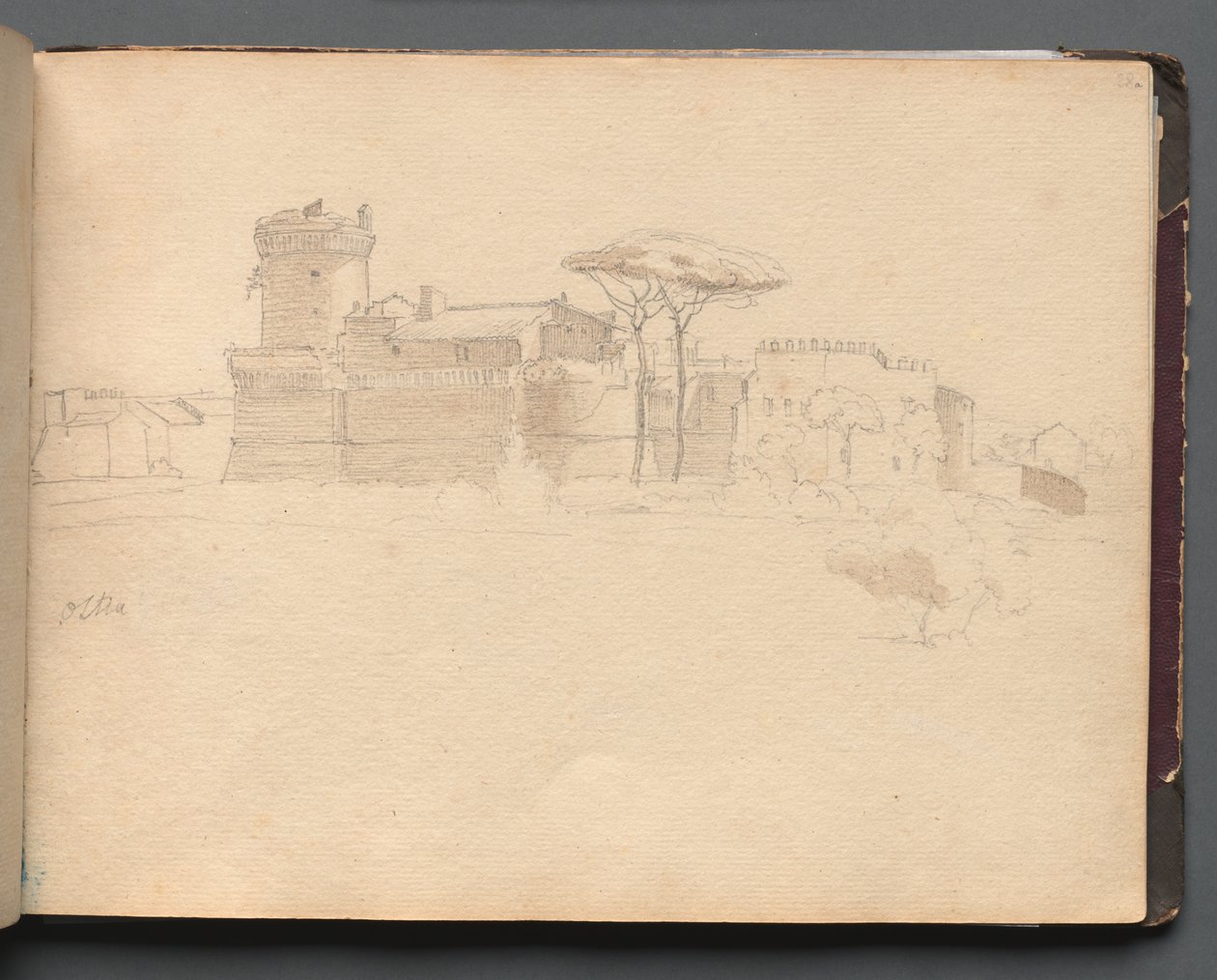 Album z Widokami Rzymu i okolic, Studia krajobrazowe, s. 28a: Ostia . autorstwa Franz Johann Heinrich Nadorp