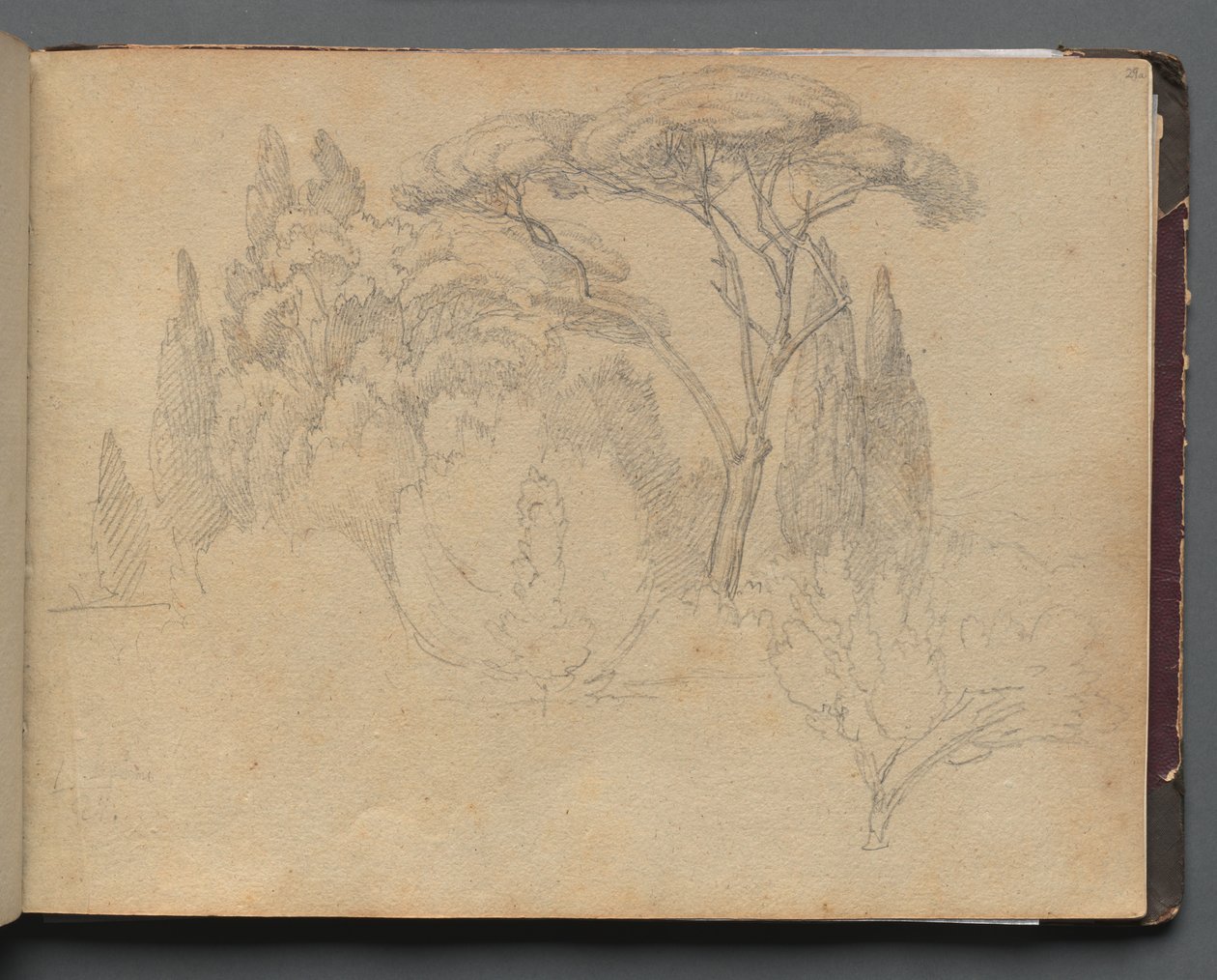 Album z Widokami Rzymu i okolic, Studia krajobrazowe, strona 29a: Studium krajobrazowe. autorstwa Franz Johann Heinrich Nadorp