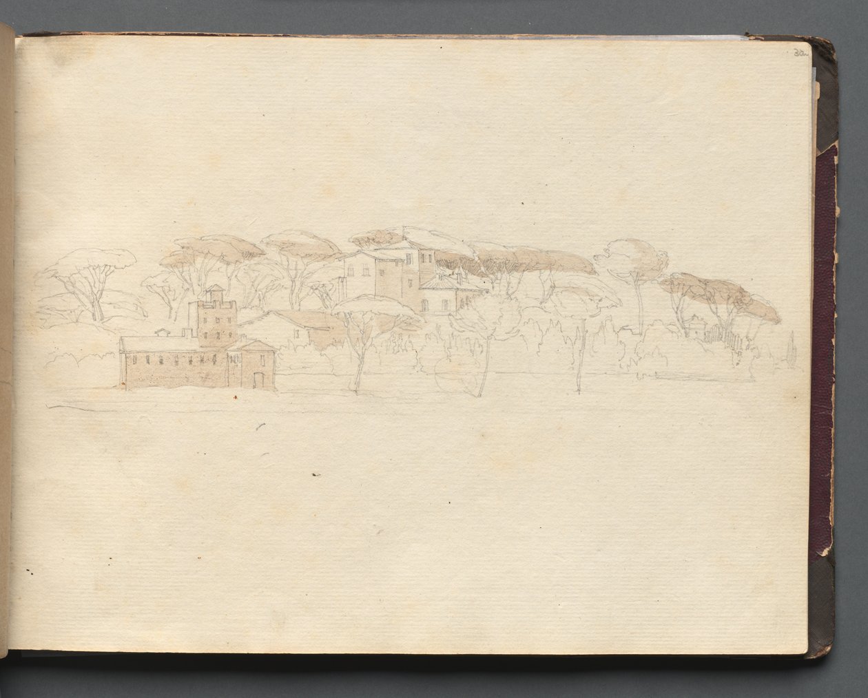 Album z Widokami Rzymu i okolic, Studia krajobrazowe, strona 30a: Rzymski widok panoramiczny autorstwa Franz Johann Heinrich Nadorp