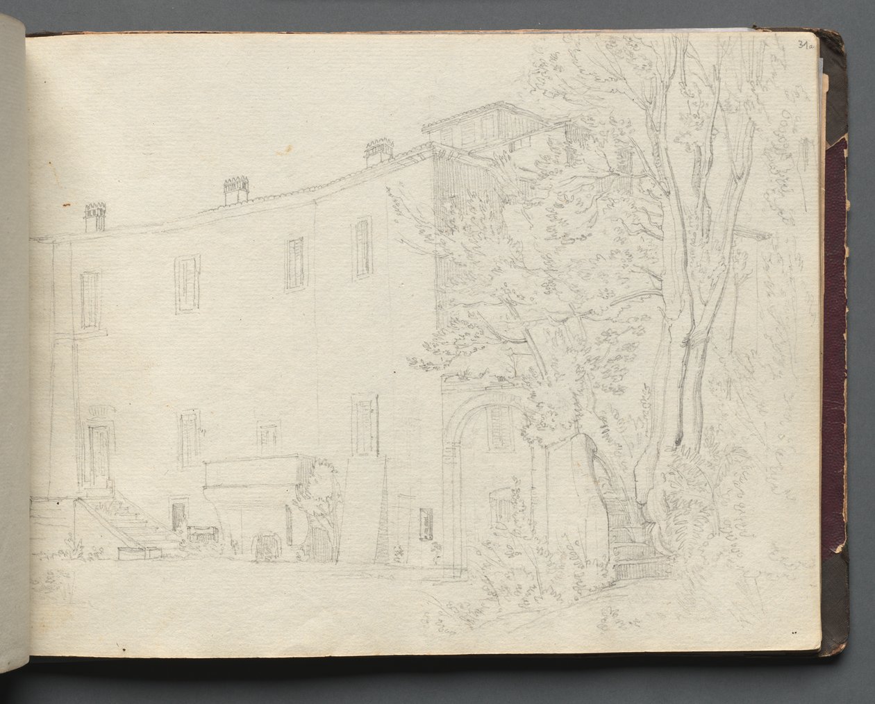 Album z Widokami Rzymu i okolic, Studia krajobrazowe, str. 31a: Rzymskie studium architektoniczne. autorstwa Franz Johann Heinrich Nadorp