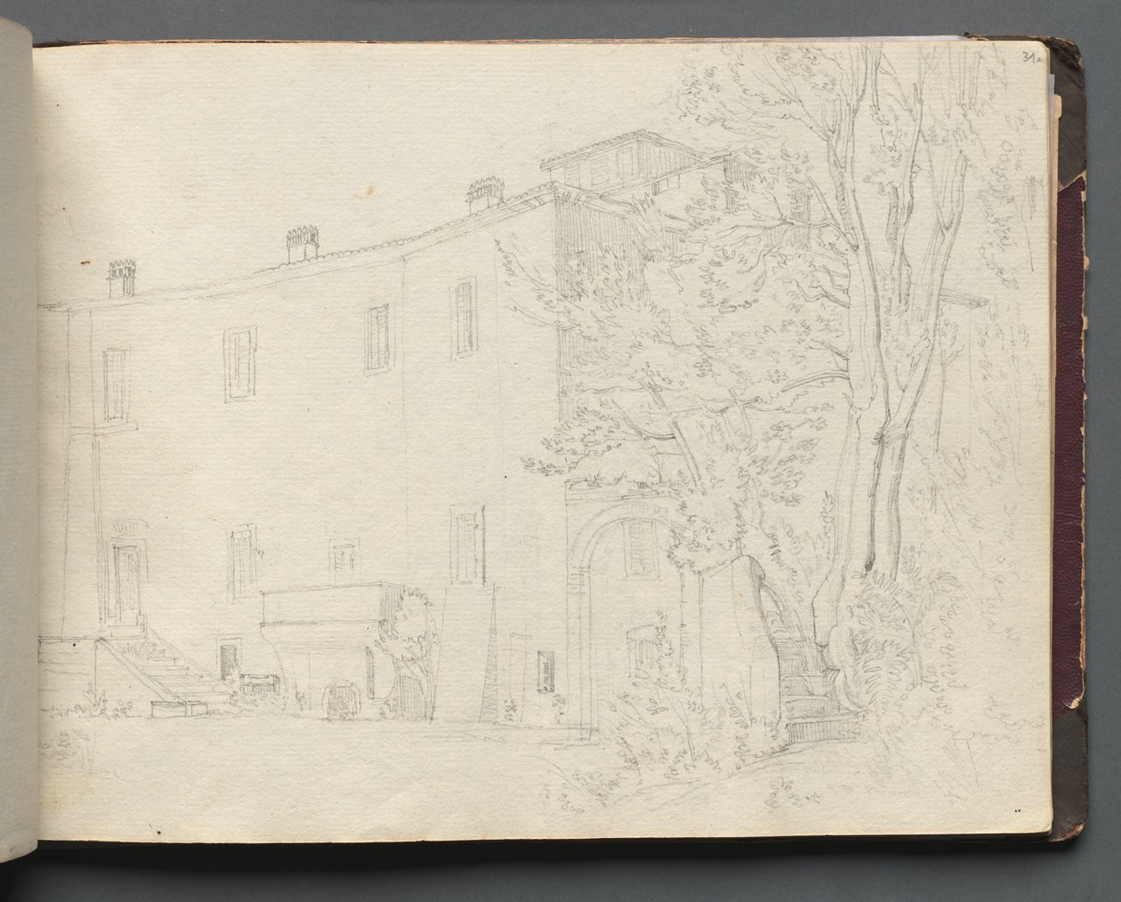Album z Widokami Rzymu i okolic, Studia krajobrazowe, strona 31a: Rzymskie studium architektoniczne autorstwa Franz Johann Heinrich Nadorp