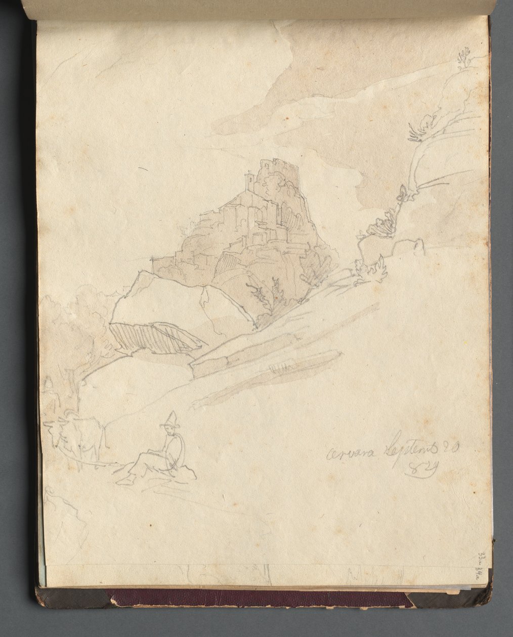 Album z Widokami Rzymu i okolic, Studia krajobrazowe, strona 33a: Cervera. autorstwa Franz Johann Heinrich Nadorp