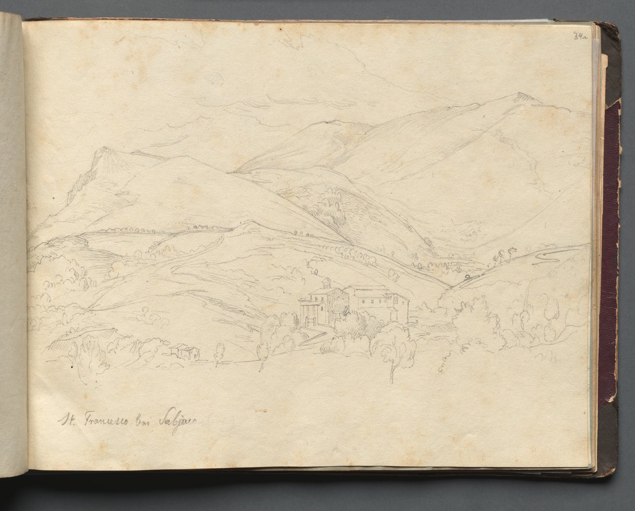 Album z Widokami Rzymu i okolic, Studia krajobrazowe, str. 34a: "Św. Franciszek" autorstwa Franz Johann Heinrich Nadorp