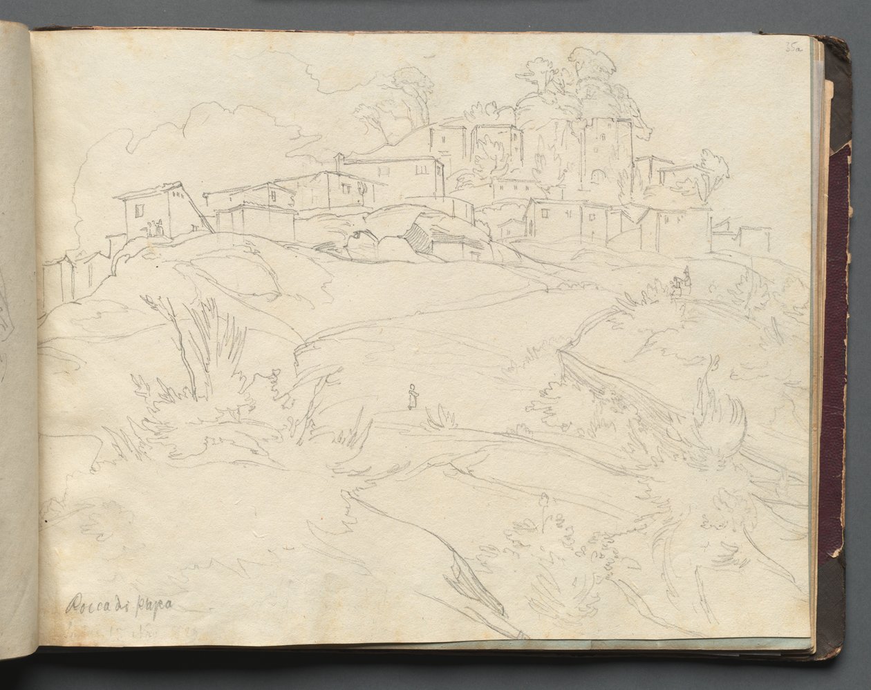 Album z Widokami Rzymu i okolic, Studia krajobrazowe, s. 35a: Rocca di Papa. autorstwa Franz Johann Heinrich Nadorp