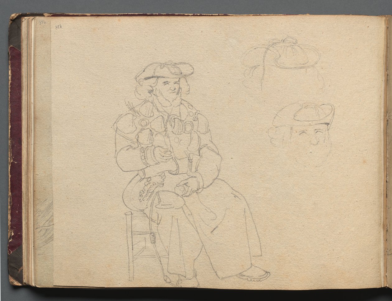 Album z Widokami Rzymu i okolic, Studia krajobrazowe, strona 38b: Studium postaci. autorstwa Franz Johann Heinrich Nadorp