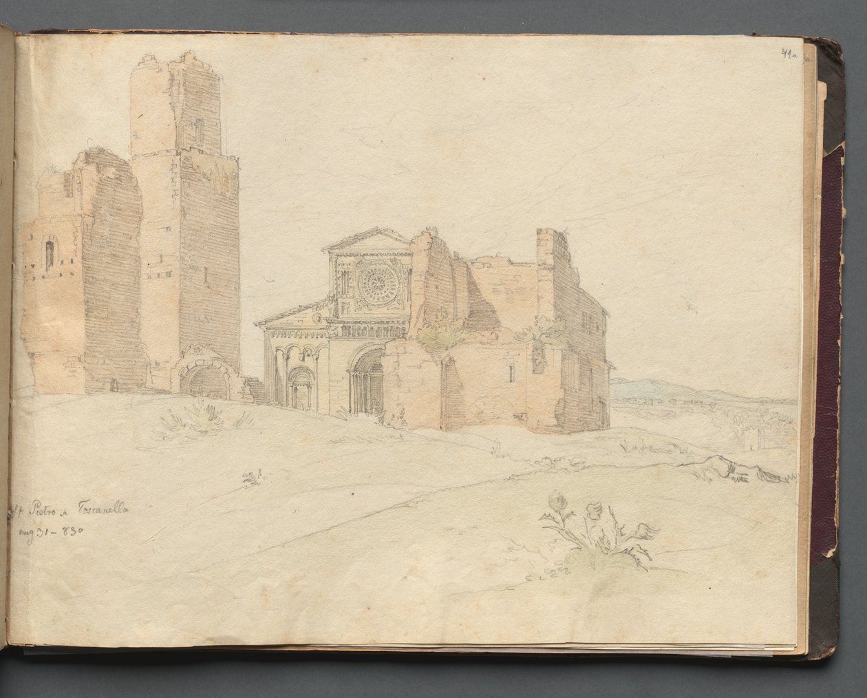 Album z Widokami Rzymu i okolic, Studia krajobrazowe, str. 41a: "Św. Pietro, Toscanella" autorstwa Franz Johann Heinrich Nadorp