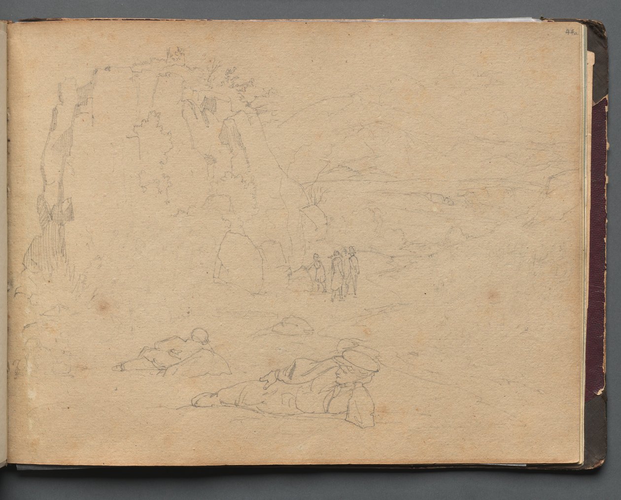 Album z Widokami Rzymu i okolic, Studia krajobrazowe, s. 44a: Postacie w krajobrazie. autorstwa Franz Johann Heinrich Nadorp