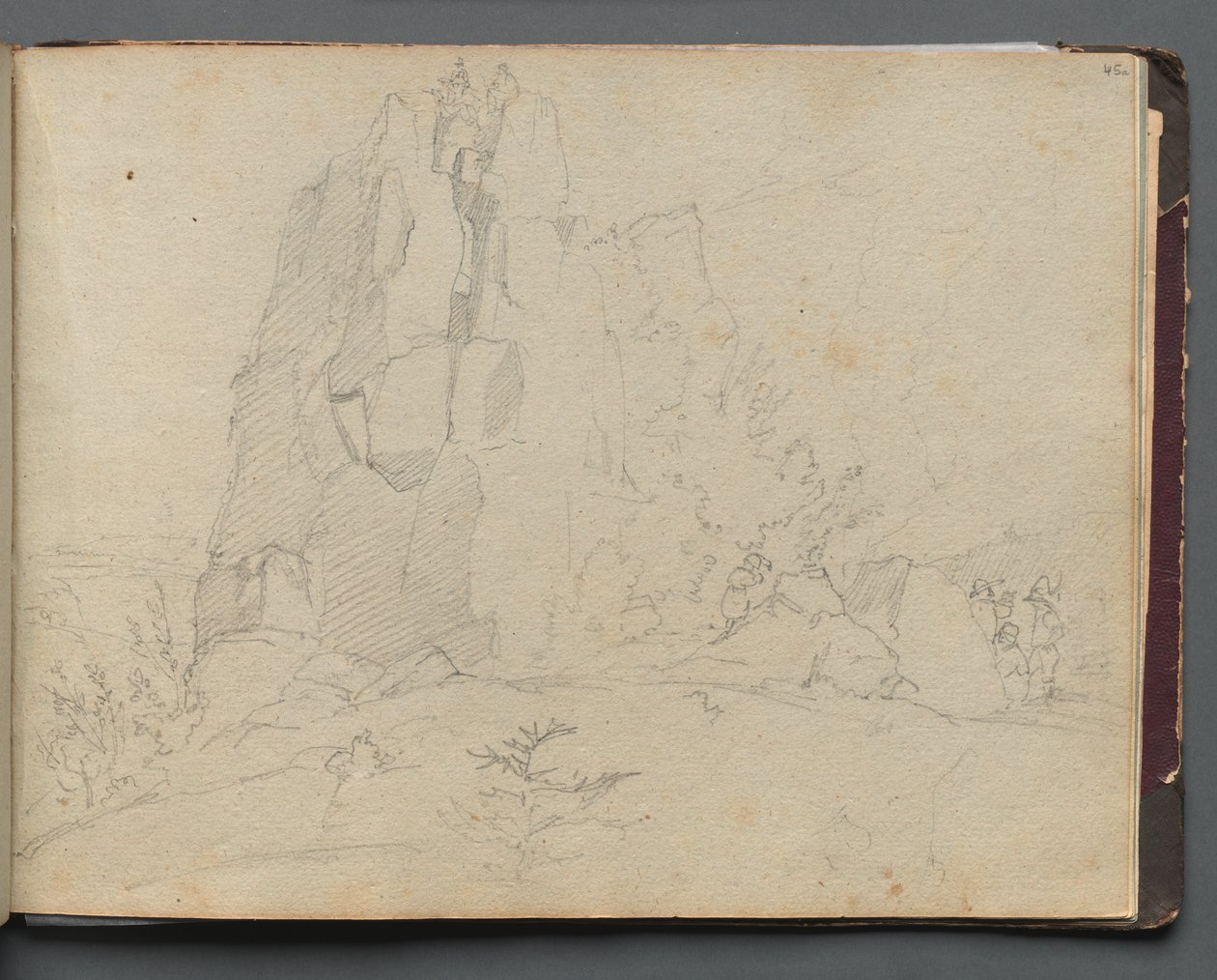 Album z Widokami Rzymu i okolic, Studia krajobrazowe, strona 45a: Krajobraz skalisty autorstwa Franz Johann Heinrich Nadorp