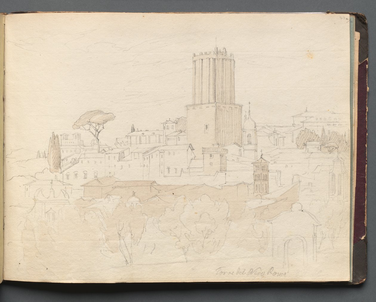 Album z Widokami Rzymu i okolic, Studia krajobrazowe, strona 47a: " Torre del Nero, Rzym" autorstwa Franz Johann Heinrich Nadorp