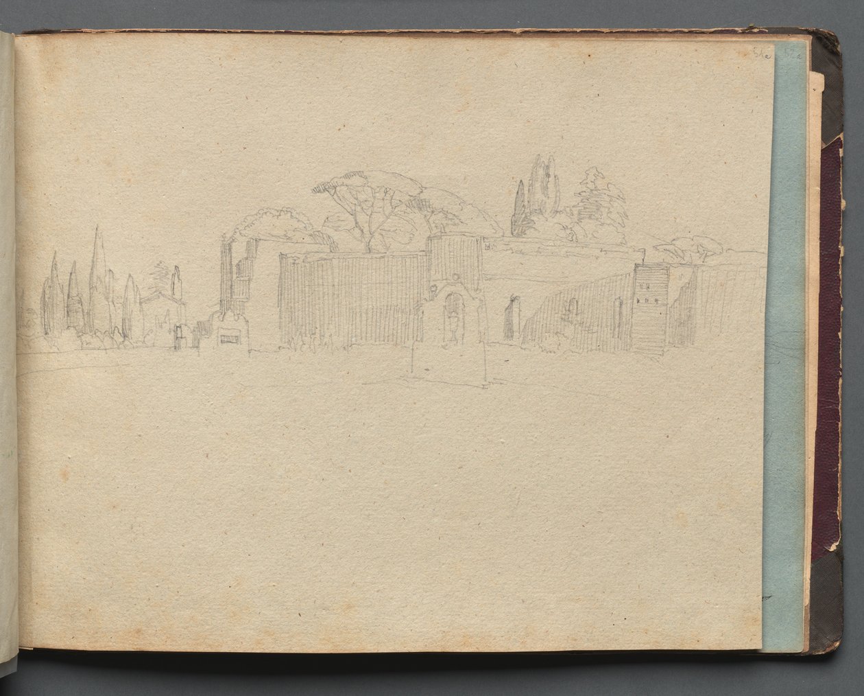 Album z Widokami Rzymu i okolic, Studia krajobrazowe, strona 51a: Krajobraz rzymski. autorstwa Franz Johann Heinrich Nadorp