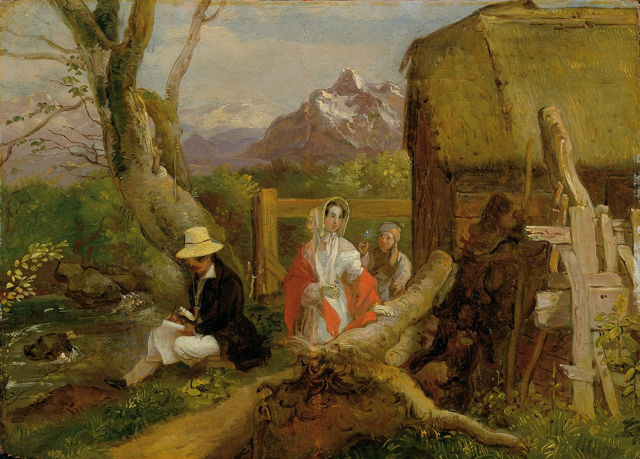 Malarz i piechur w krajobrazie („Idylla”) autorstwa Franz Krammer