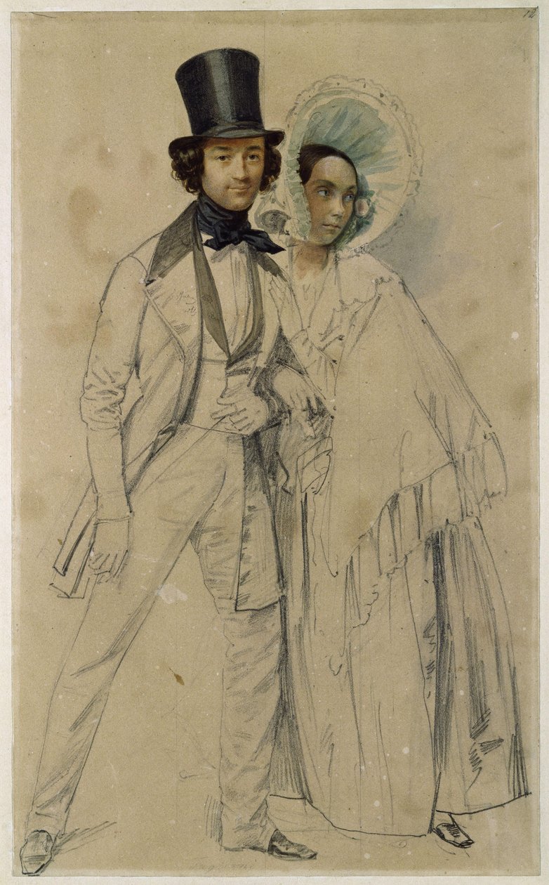 Małżonkowie Paul i Amalie Taglioni (Studium do obrazu „Parada pierwszego pułku gwardii pieszej”, 1839) autorstwa Franz Krüger