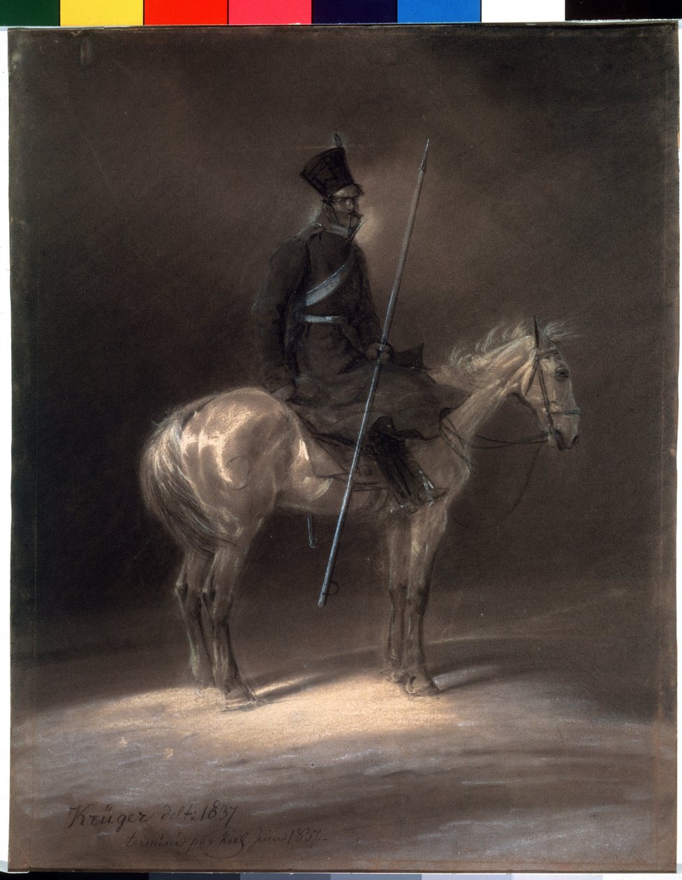 Kozak na koniu. Kozak na koniu. Rysunek Franza Krugera (1797-1857) autorstwa Franz Krüger
