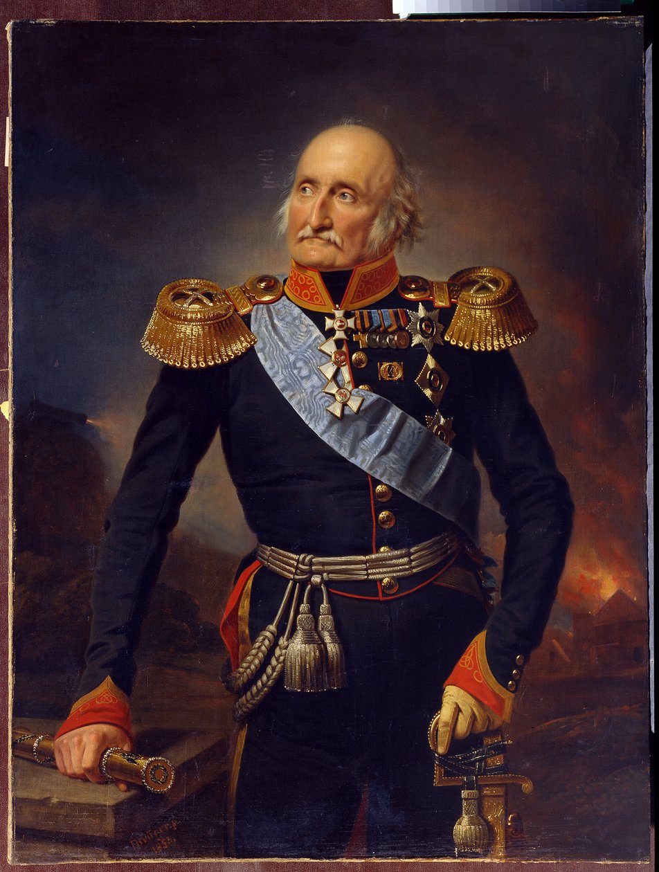 Portret marszałka hrabiego Louisa Adolphe Pierre zu Sayn Wittgenstein (1769-1843). (Portret feldmarszałka hrabiego Ludwiga Adolfa Piotra z Sayn Wittgenstein Ludwigsburg). Obraz Franza Krugera (1797-1857), olej na płótnie autorstwa Franz Krüger