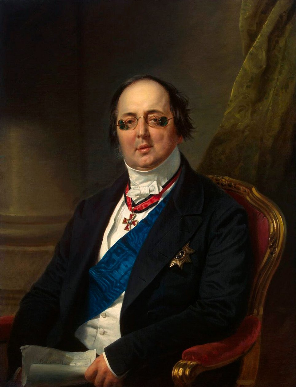 „Portret hrabiego Aleksandra Kuszelewa-Bezborodko”, 1851-1852. autorstwa Franz Kruguer