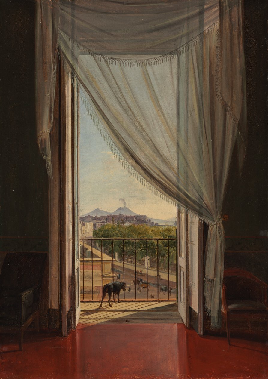 Widok Neapolu przez okno, 1824. autorstwa Franz Ludwig Catel