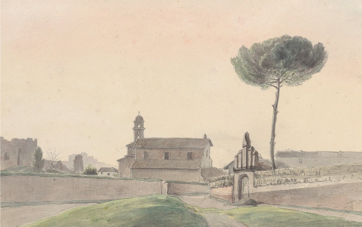 Widok kościoła San Pancrazio w Rzymie od południa, 1834. autorstwa Franz Ludwig Catel