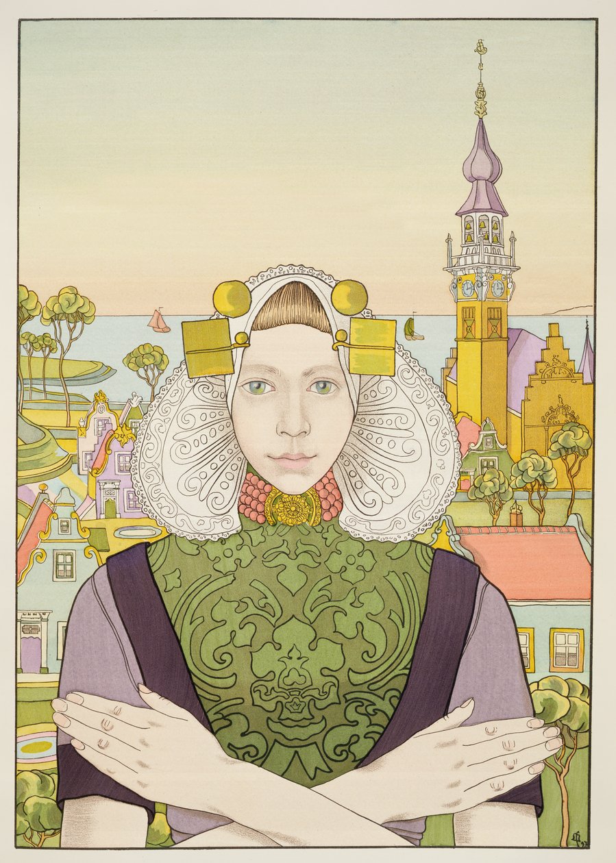 Dutch Girl, 1897, z LEstampe Moderne, wydana w Paryżu 1897-99 autorstwa Franz M. Melchers