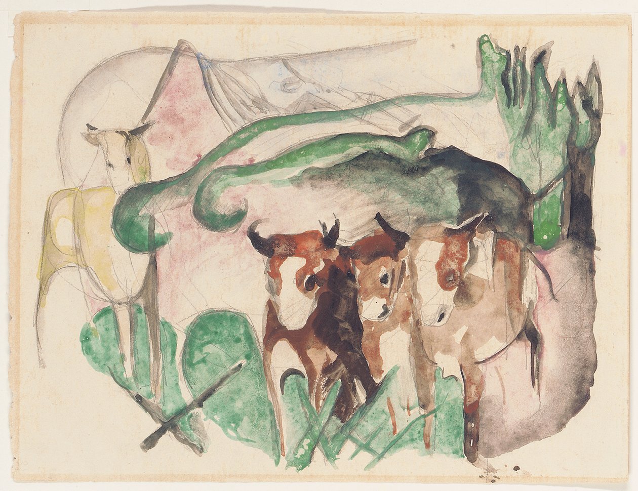 Zwierzęta w krajobrazie autorstwa Franz Marc
