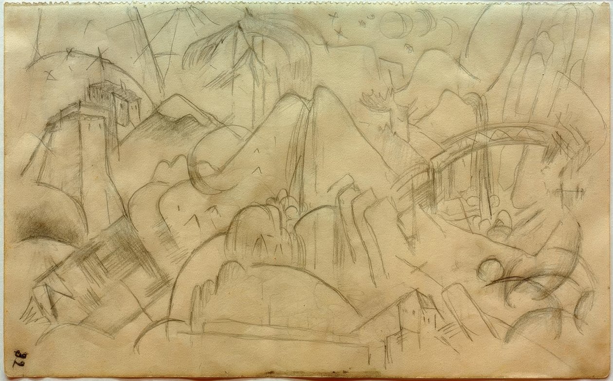 Krajobraz górski z mostem (Tyrol) autorstwa Franz Marc