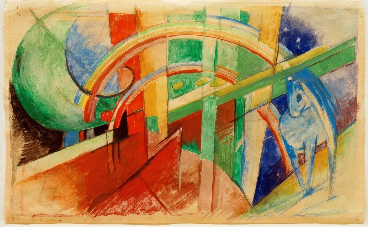 Niebieski koń z tęczą autorstwa Franz Marc