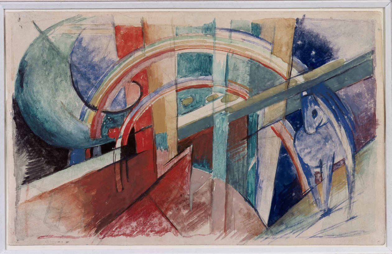 Niebieski koń i tęcza rysunek ołówkiem i akwarelą autorstwa Franza Marc autorstwa Franz Marc