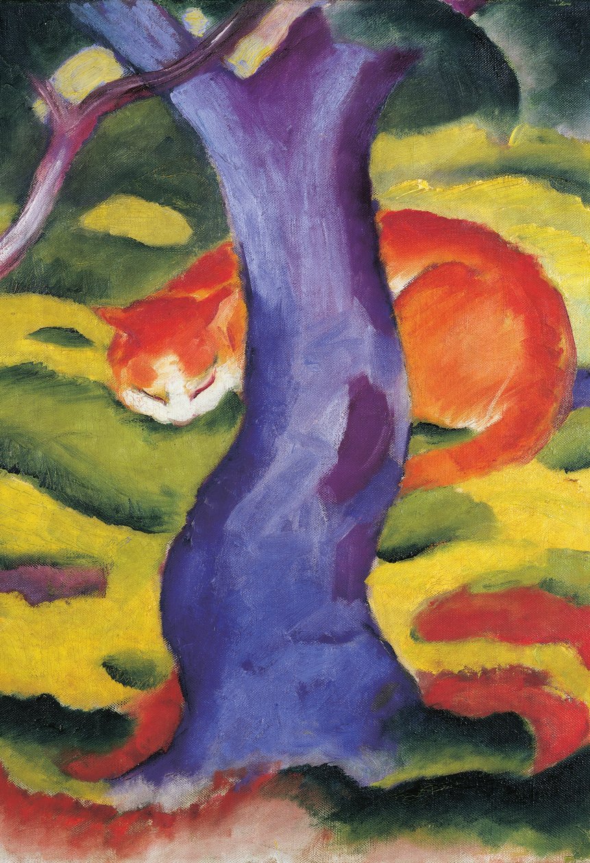Kot za drzewem, 50x70 cm autorstwa Franz Marc